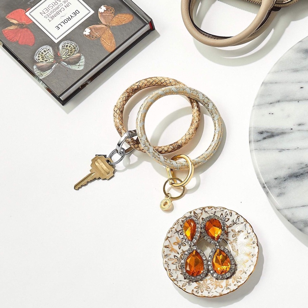 Oventure Gold Rush Basketweave Leather Big O Key Ring